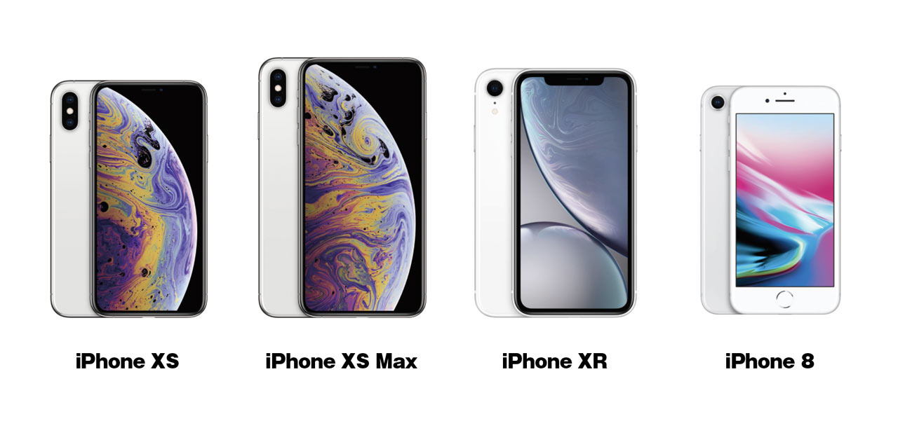 iPhone XS/XS Max/XRとiPhone 8 画面サイズ比較